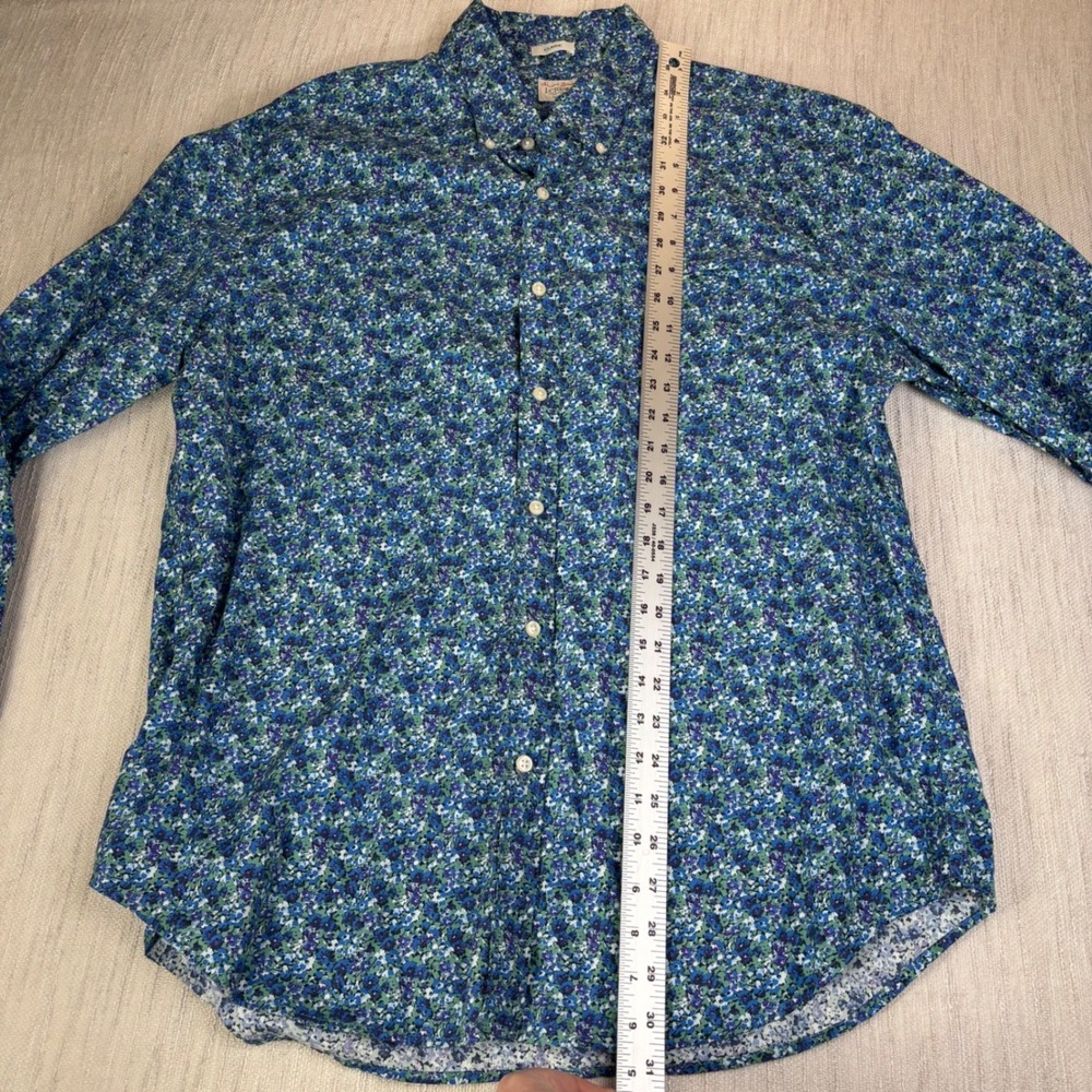 J.Crew Secret Wash Mens‎ XL Blue Green Floral Button Down Shirt Classic Fit - Picture 5 of 9